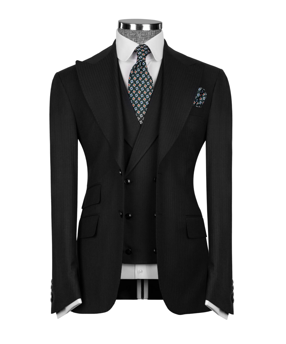 Costume à fines rayures discrètes