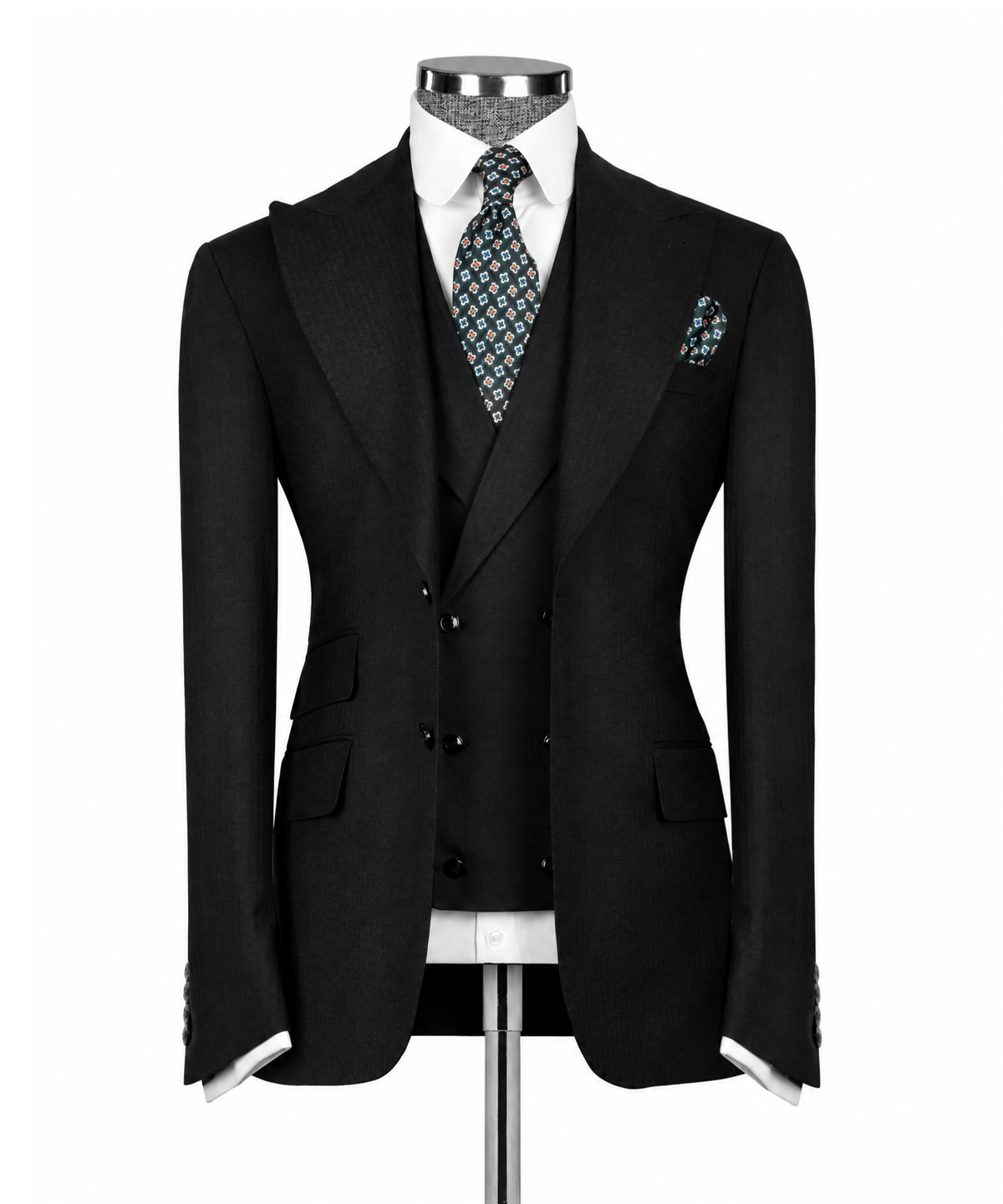 Costume à fines rayures discrètes