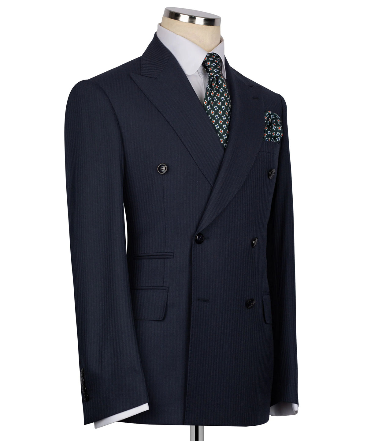 Costume croisé à fines rayures discrètes