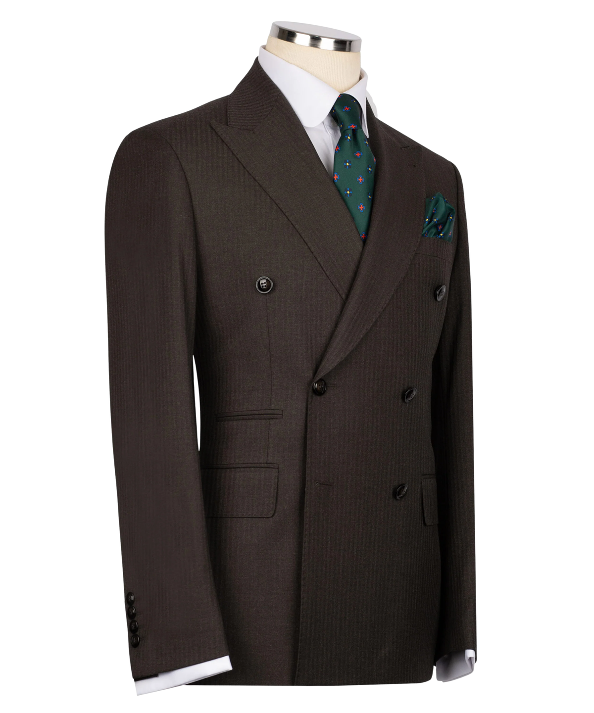 Costume croisé à fines rayures discrètes