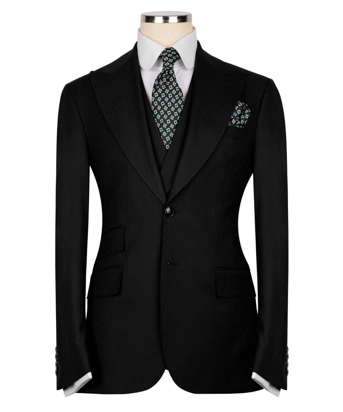 Costume à fines rayures discrètes