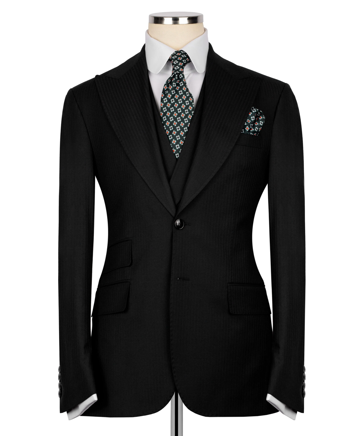 Costume à fines rayures discrètes