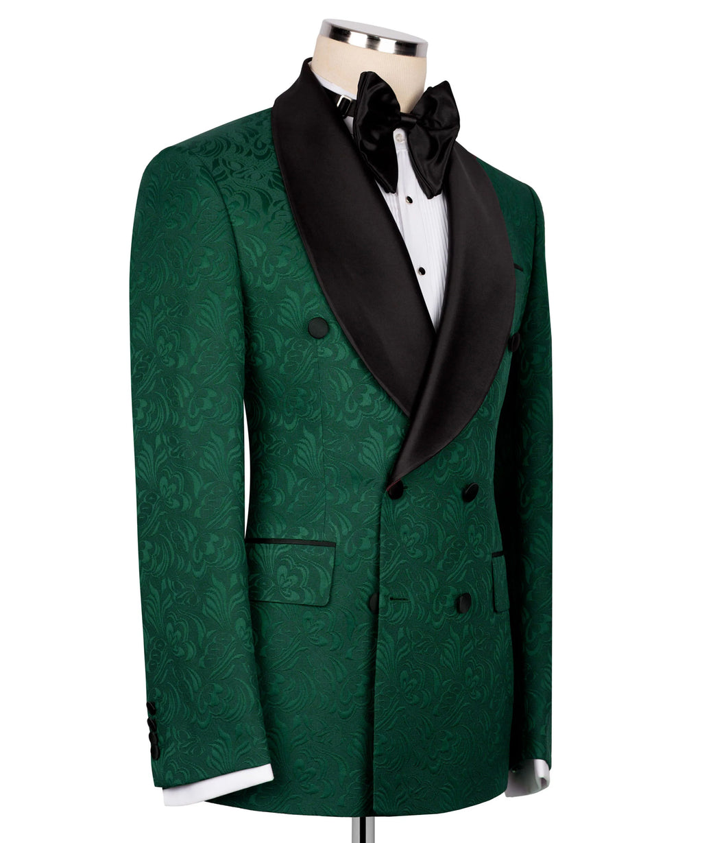 Emerald Jacquard Double-Breasted Tuxedo