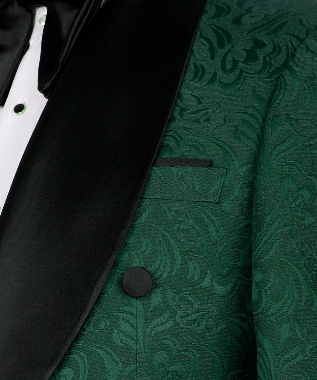 Emerald Jacquard Double-Breasted Tuxedo