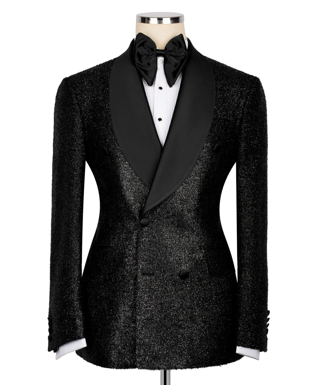 Black Shimmer Double-Breasted Tuxedo