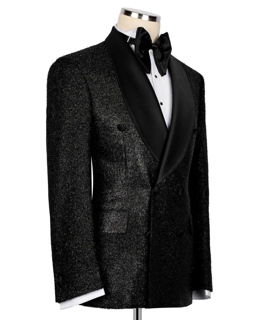 Black Shimmer Double-Breasted Tuxedo